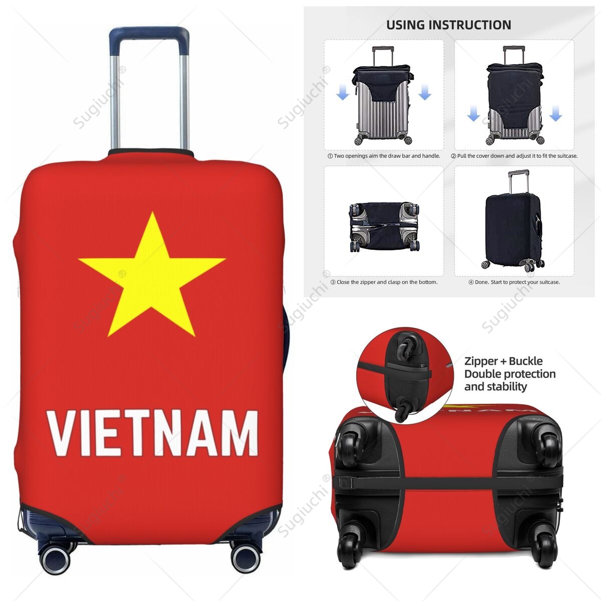 Travel Accessories Vietnam - ベトナム国旗荷物カバースーツケース弾性ダストケース旅行アクセサリープリント荷物ケース保護