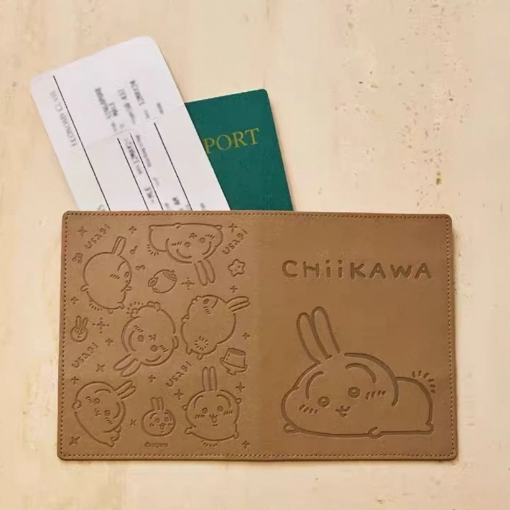 Travel Accessories In Japan - かわいい革製荷物タグ ゴールド刻印 キュートなちいかわうさぎハチワレ 新品 紛失防止 トラベルID