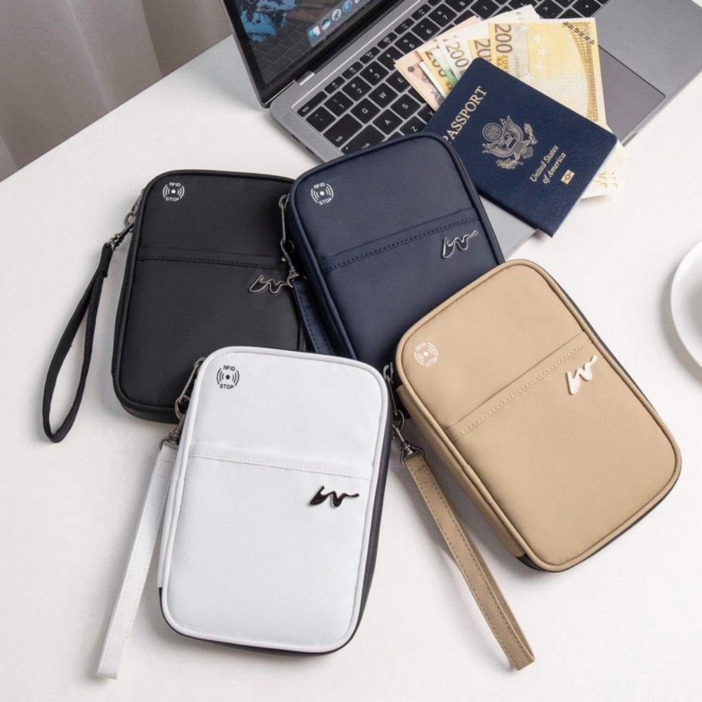 Travel Accessories For Plane - ユニセックスポリエステルカードケース,大容量,ジッパー,RFIDカードホルダー,防水,旅行パスポートホルダー