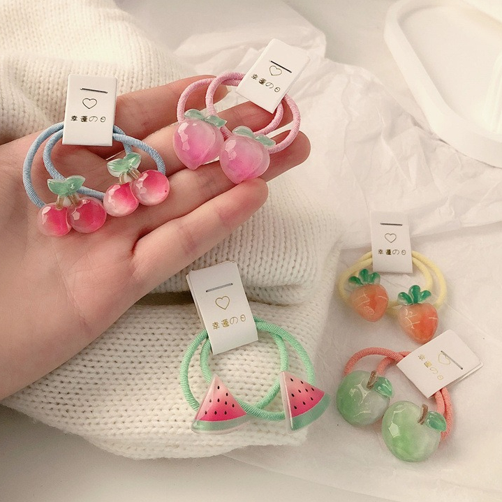 Travel Accessories Kids - キッズキャロットヘアタイ 5ペア 滑り止め弾性ヘアバンド 女の子用 ソフトフルーツヘアアクセサリー 幼児用