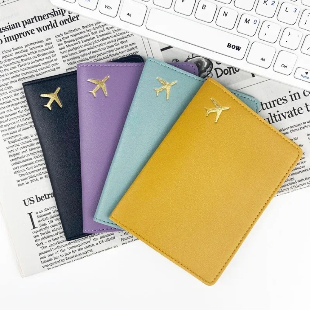 Travel Accessories For Plane - PUレザーパスポートホルダー軽量防水パスポートケースポータブルストレージソリッドカラーパスポート保護カバー