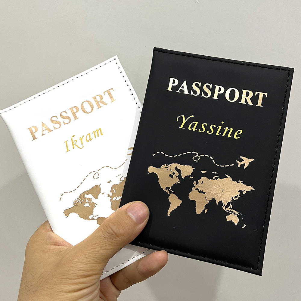 Travel Accessories For Plane - 男性と女性のためのパーソナライズされた飛行機のパスポートカバー,PU,旅行,ウェディングギフト,新しい,直接配達