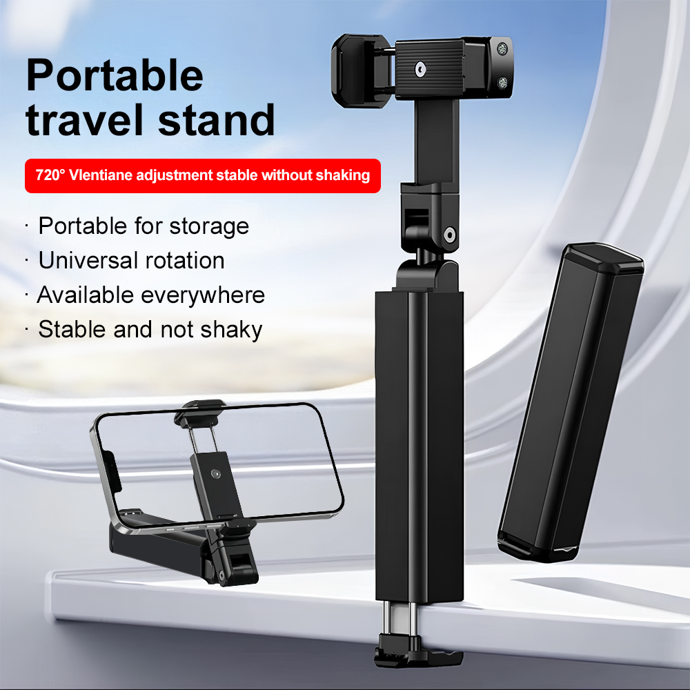 Phone Holder Airplane - ポータブルトラベルフォンスタンド 720 ° 回転式折りたたみクリップオン式飛行機・高速鉄道用ユニバーサルホルダー（動画視聴用）