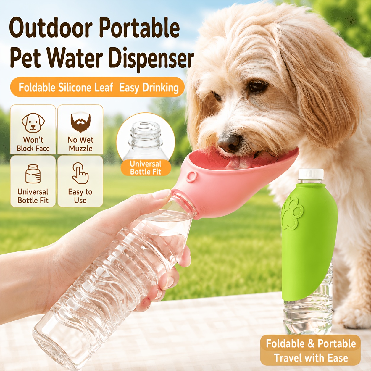 Travel Accessories Dog - ポータブル屋外用ウォーターカップ 犬用旅行用給水器 散歩 キャンプ ハイキング 実用的な日常用アクセサリー