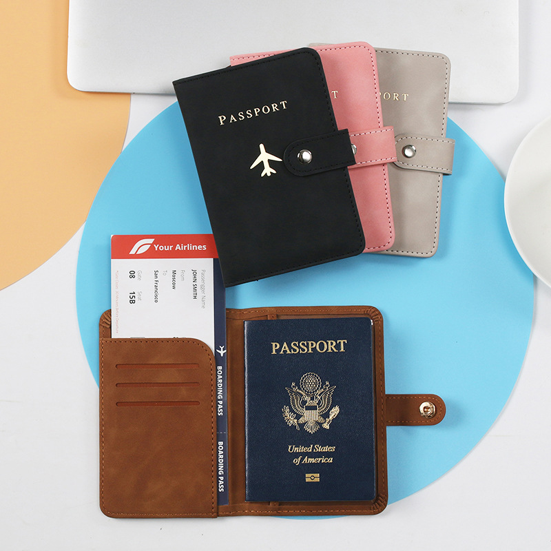 Travel Accessories For Plane - 1個入りトラベルパスポートホルダー 複数のカード、ID、書類用 耐久性のある耐水性収納バッグ スナップ留め 軽量