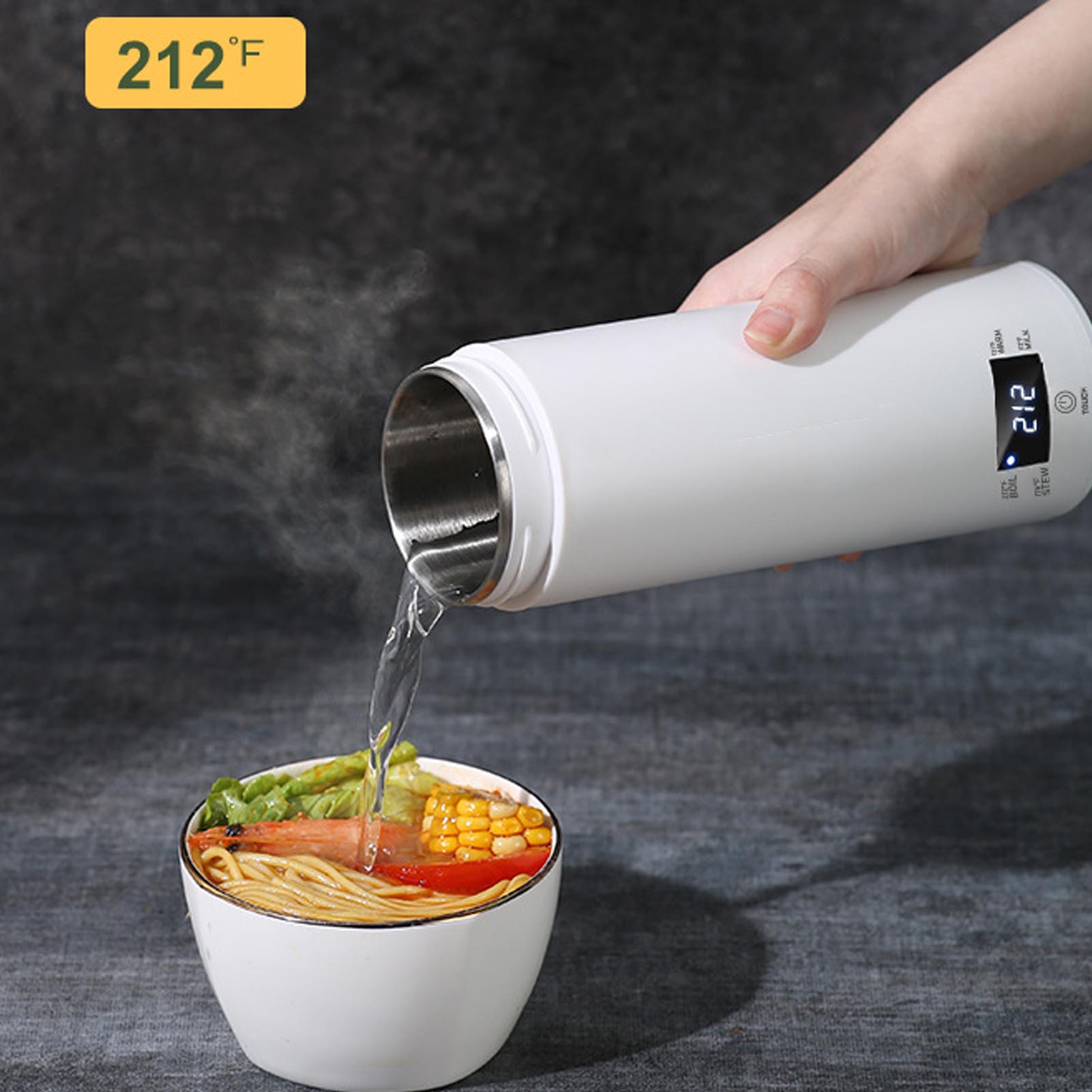 Portable Travel Kettle - ミニポータブル電気ケトル 450ml 温度調節機能付き 316ステンレス鋼製 トラベルホットウォーターボイラー 携帯用お茶作りに