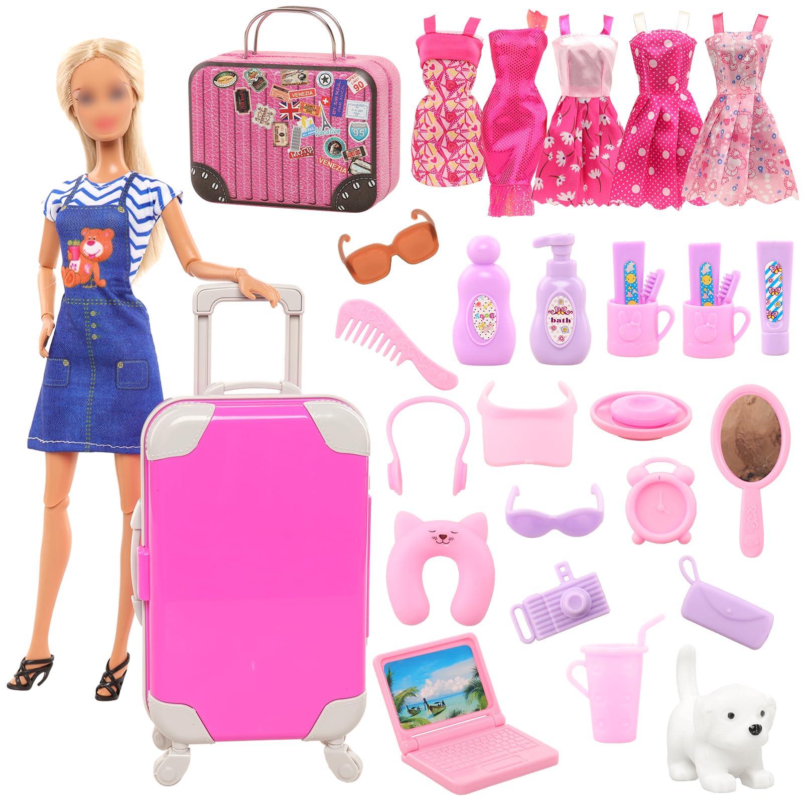 Travel Accessories Kids - バワ-女の子のための人形の服とアクセサリー,ファッショナブルな家具,3〜8歳の子供へのギフト,11.5のlnch,30個