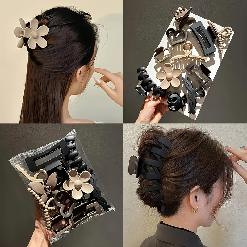 Travel Accessories Designer - 11 個の詰め合わせヘア爪クリップ多用途エレガント & かわいいヘアアクセサリー仕事旅行や毎日の写真撮影用マットデザイン