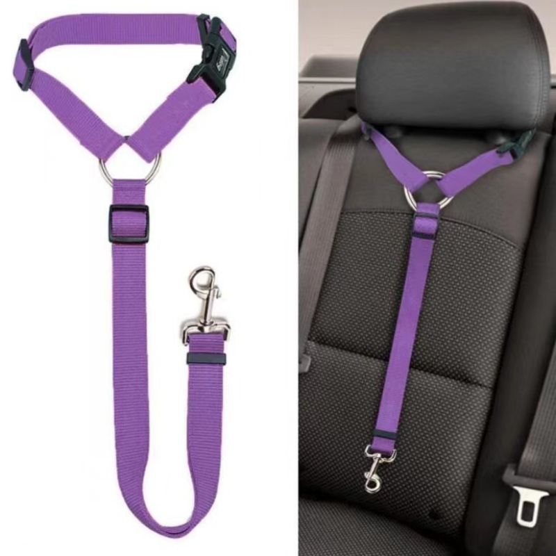 Travel Accessories Dog - 調節可能なペットカーシートベルト犬猫ヘッドレスト拘束ストラップナイロン安全リーシュ車両旅行安全ロープ犬車アクセサリー
