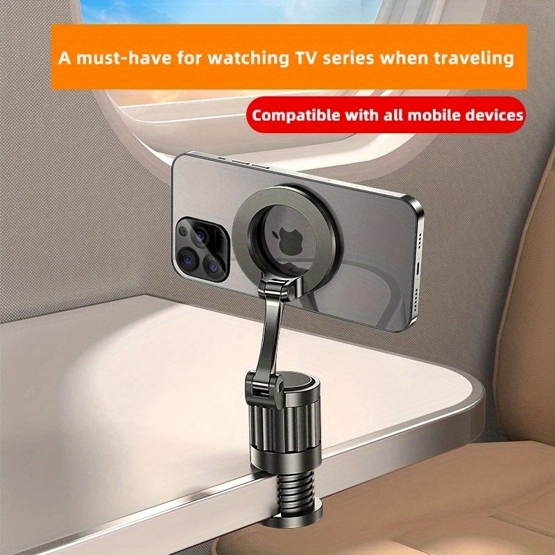 Phone Holder Airplane - 調整可能な多機能回転式磁気電話クリップホルダー、飛行機旅行必需品、旅行用ポータブル携帯電話スタンド（iPhone対応）