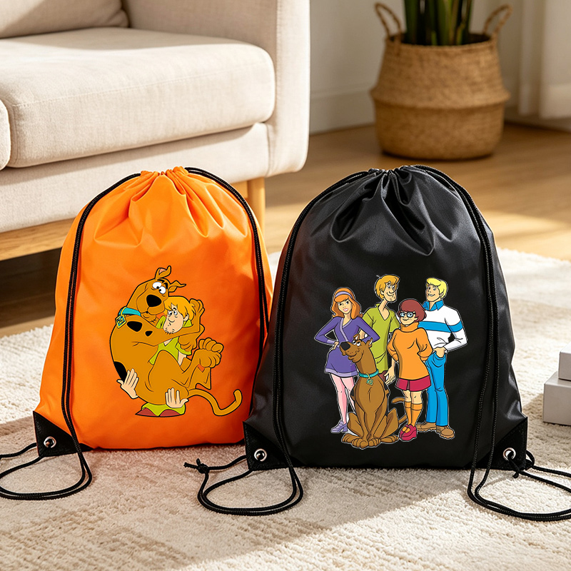 Travel Accessories Dog - スクービードゥー巾着収納袋クールな漫画犬ポケットバックパックポリエステルかわいいアニメプリント軽量トラベルオーガナイザーバッグ