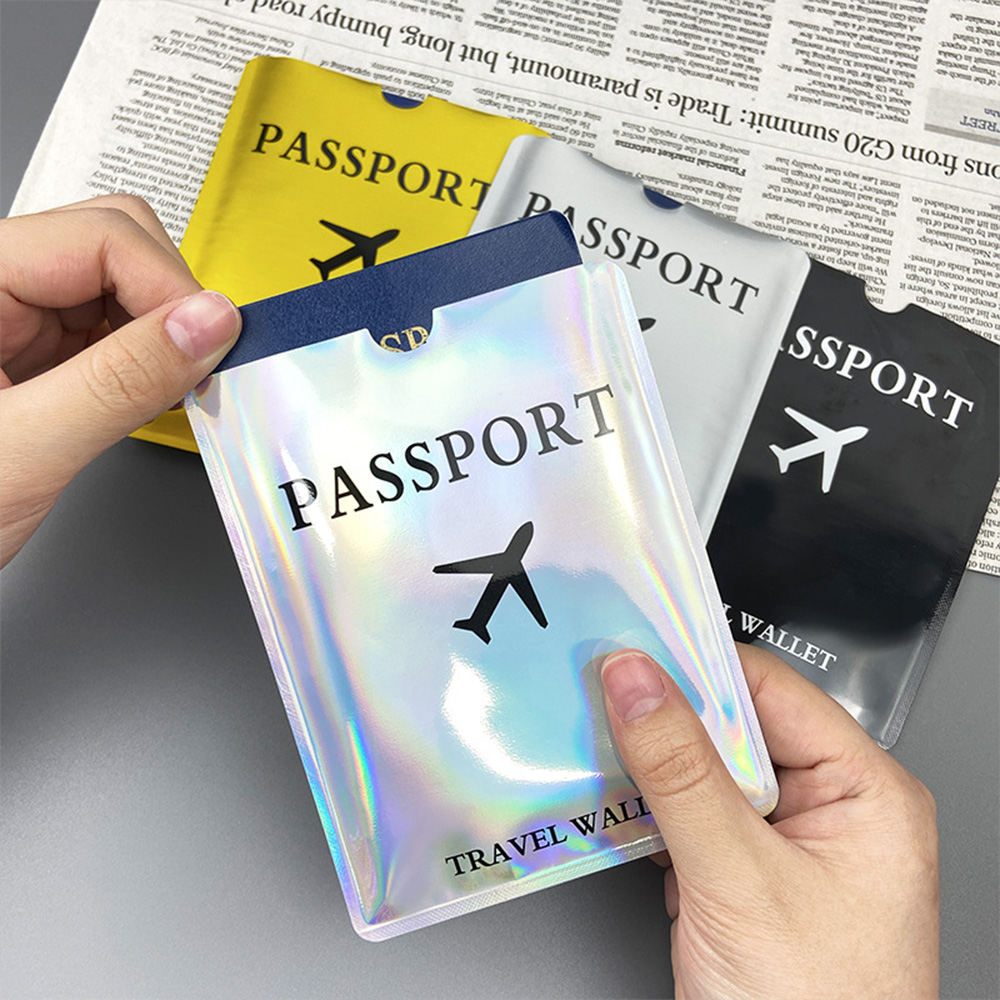 Travel Accessories For Plane - アルミホイルパスポート保護ケース、耐磁性および盗難防止ブラシ、レーザー航空機バージョンパスポートホルダー A-DH