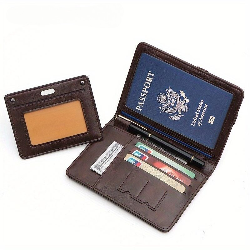 Travel Accessories For Plane - 1PC 軽量パスポートウォレット RFID ブロッキング複数のコンパートメント旅行書類用
