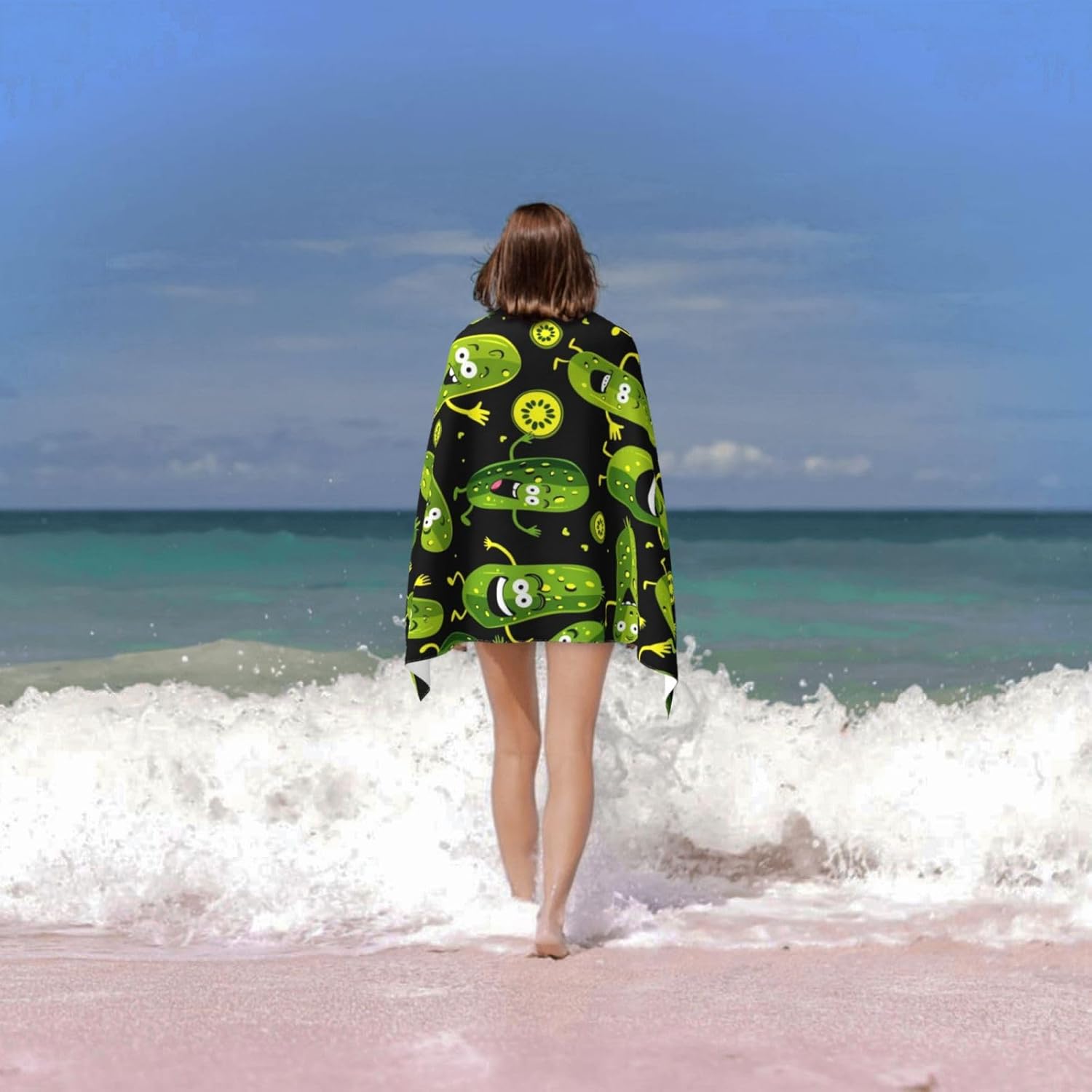面白いピクルスビーチタオル、柔らかく軽量なマイクロファイバー - Travel Towel Quick Dry のレビューと価格