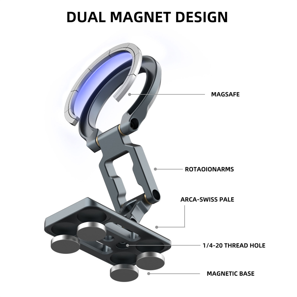 デュアル磁気電話ホルダー折りたたみ式三脚電話マウント 1/4 - Phone Holder Airplane のレビューと価格