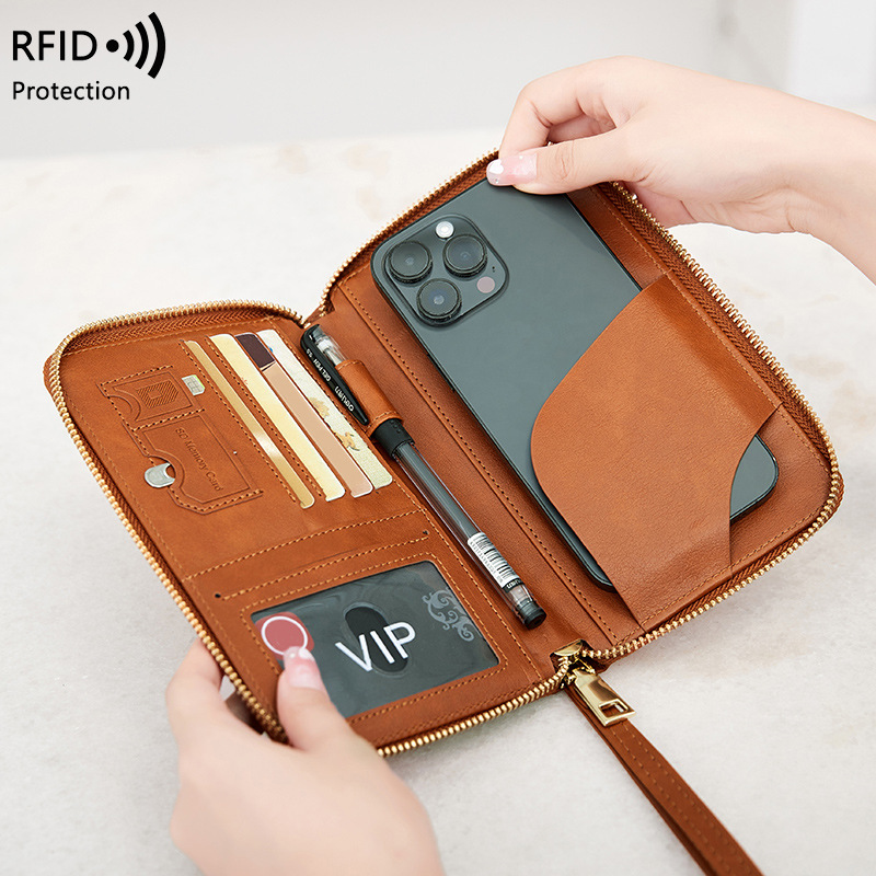 RFIDロック付きレザーパスポートカバー,カードウォレット, - Travel Accessories For Plane のレビューと価格