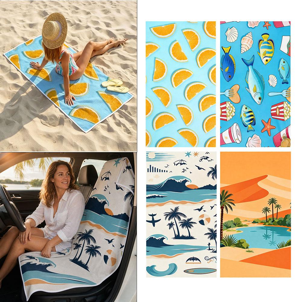 2-in-1ビーチタオルカーシートカバー、速乾性、砂よけ、吸 - Travel Towel Quick Dry のレビューと価格