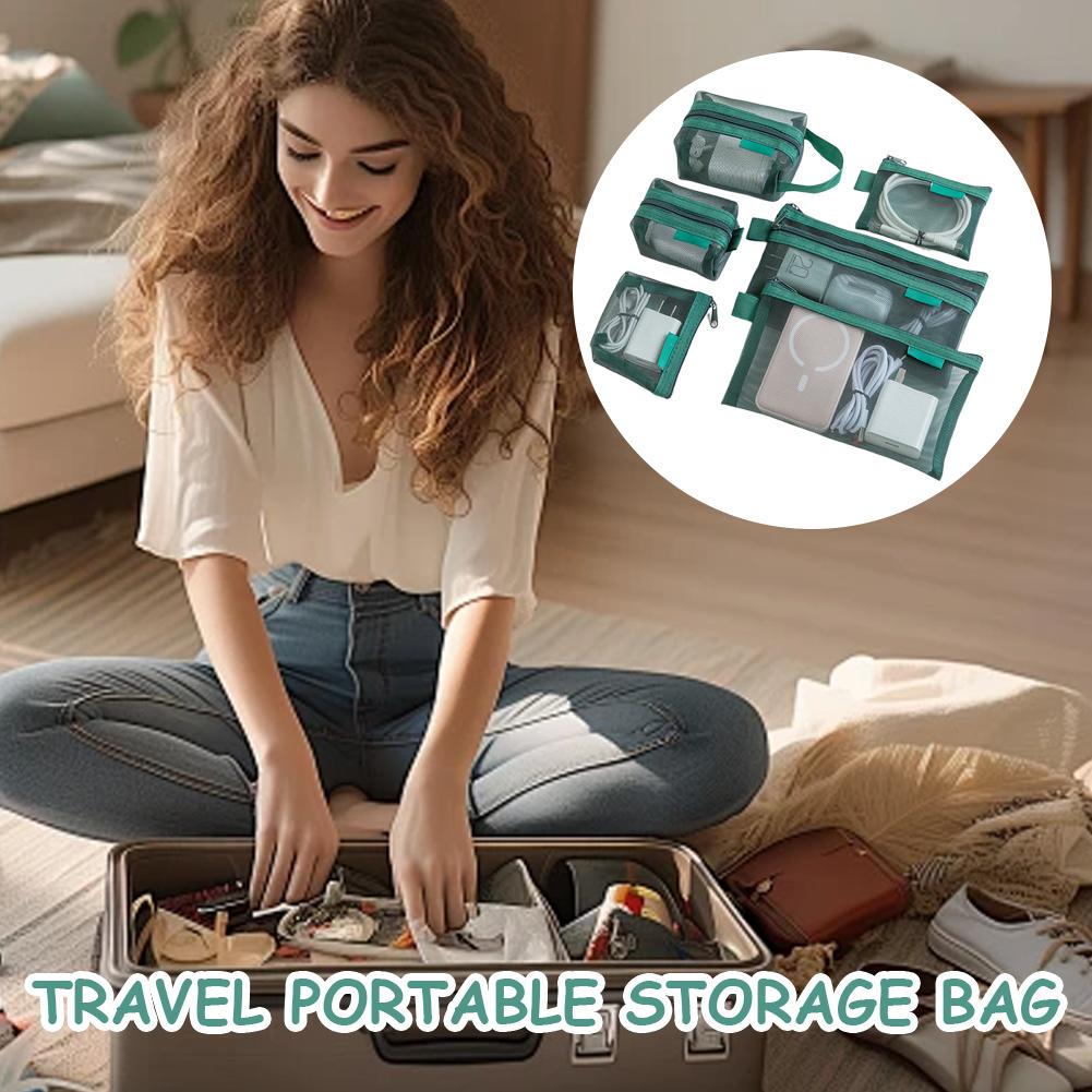 6 個のメッシュジッパー収納袋セット旅行用ポータブルオーガナ - Cable Organizer Travel のレビューと価格