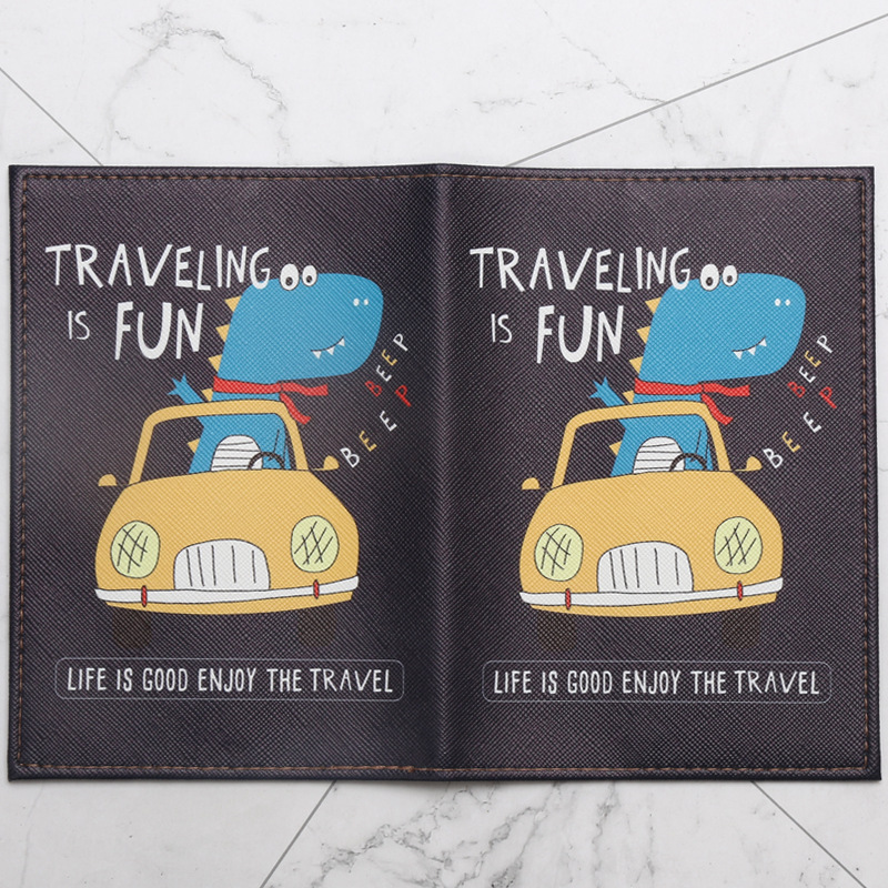 漫画恐竜プリントパスポートホルダー、PUレザーパスポートカバ - Travel Accessories For Plane のレビューと価格