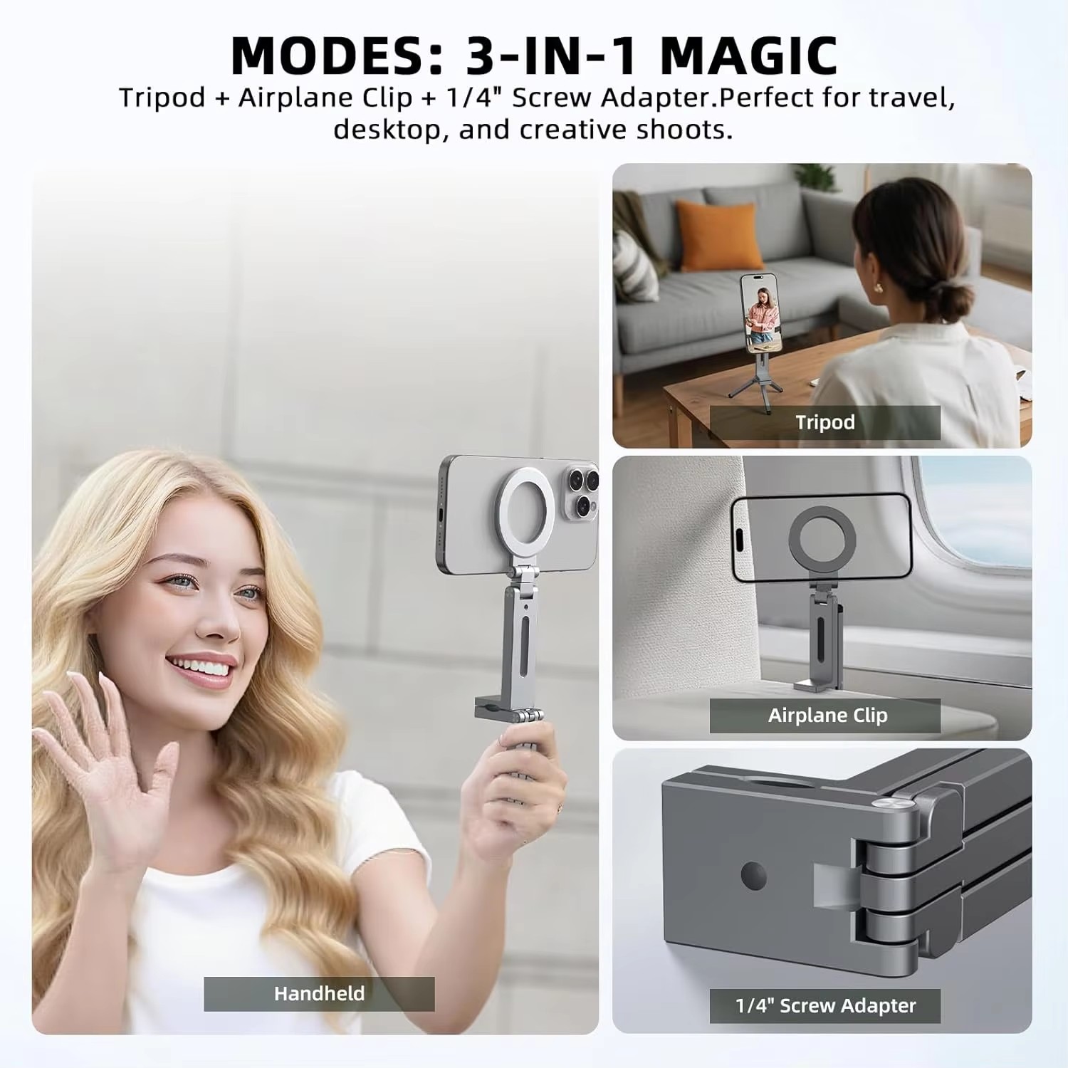 ユニバーサル磁気式スマホホルダー 旅行必需品 フレキシブル回 - Phone Holder Airplane のレビューと価格