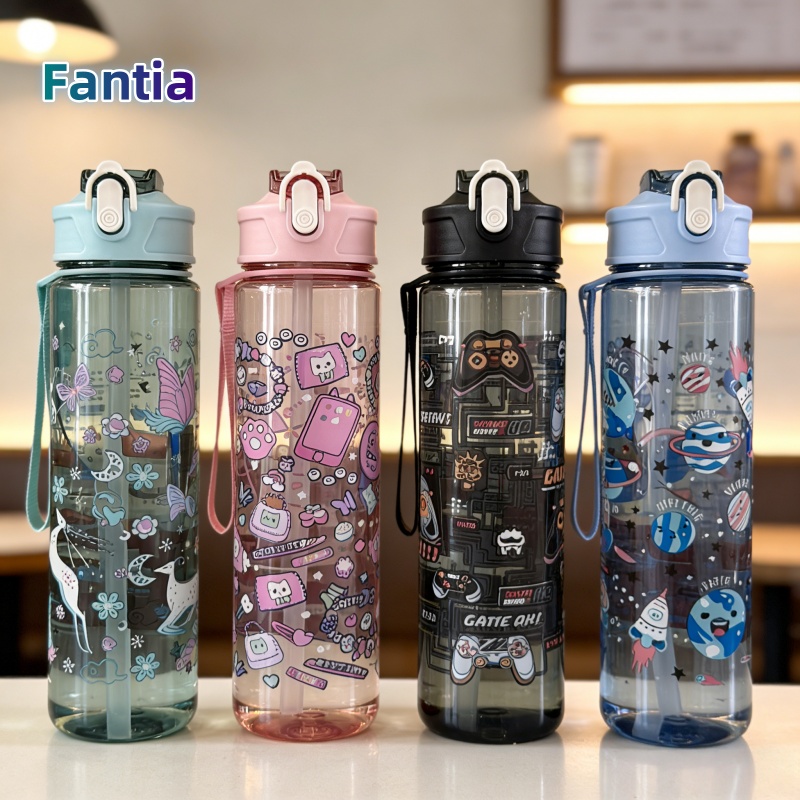便利な 750 ミリリットル水筒プリント漫画ポータブルストロ - Portable Travel Kettle のレビューと価格