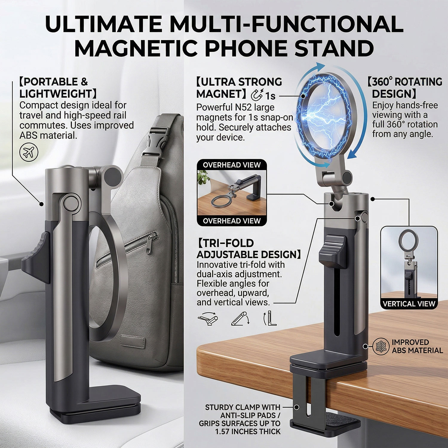 調整可能なユニバーサルマグネット式携帯電話ホルダー 旅行必需 - Phone Holder Airplane のレビューと価格