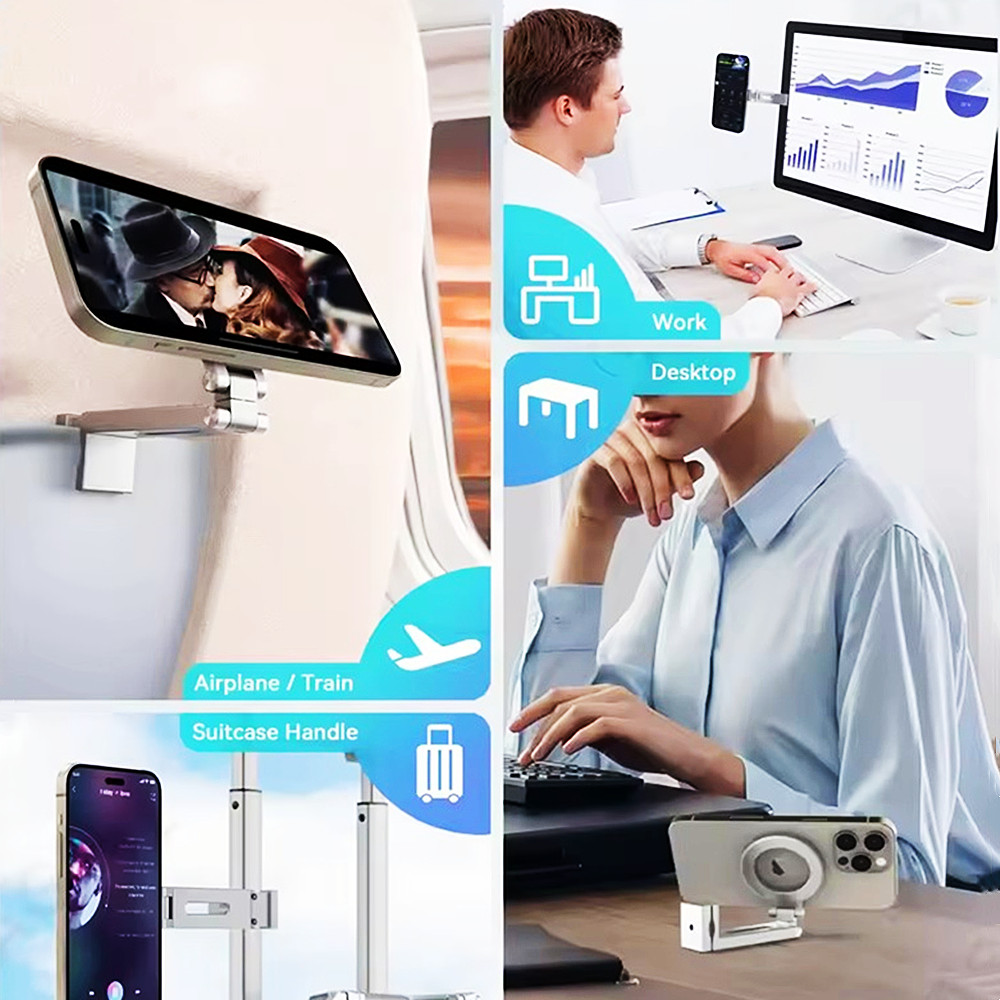 ユニバーサル旅行用磁気式スマホホルダー 折りたたみ式回転式ハ - Phone Holder Airplane のレビューと価格