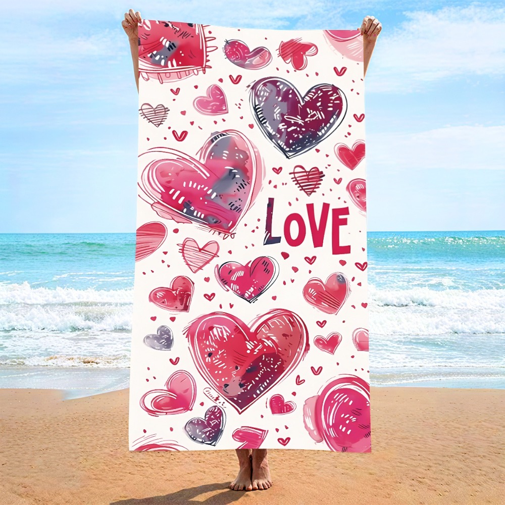 ハートシンボルバスタオル 27x55インチ ビーチタオル マ - Travel Towel Quick Dry のレビューと価格