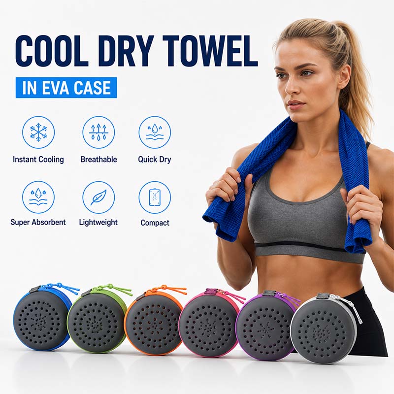 携帯用冷却スポーツタオル EVAケース付き 速乾アイスタオル - Travel Towel Quick Dry のレビューと価格