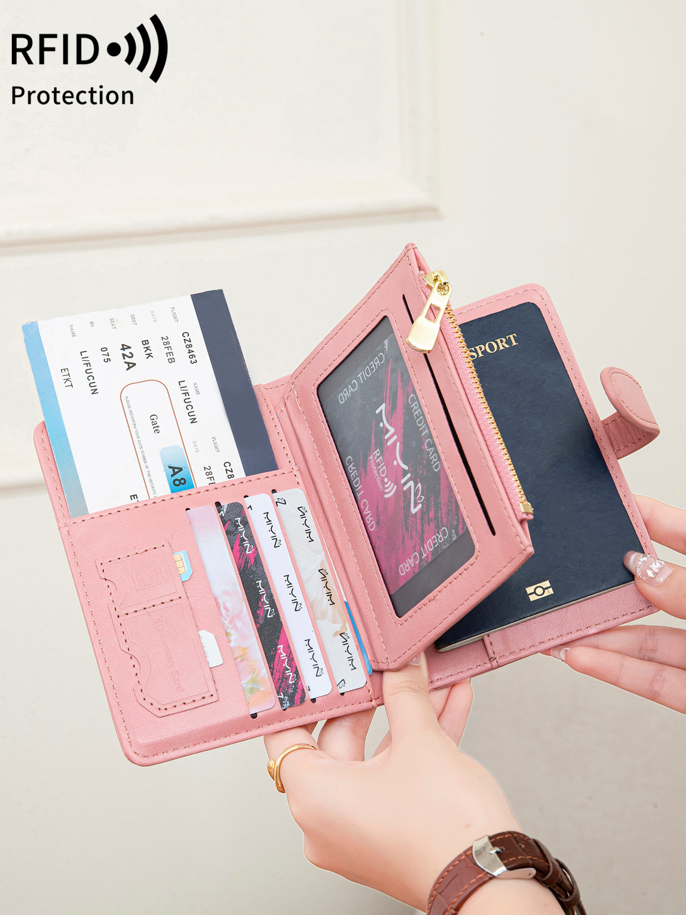 多機能RFID盗難防止ブラシ付きパスポートバッグ、ファッショ - Travel Accessories For Plane のレビューと価格
